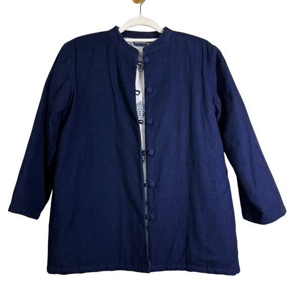 MADISON MATHEWS Jacket Medium Corduroy Quilted Mandarin Collar Loop Button - Picture 3 of 14